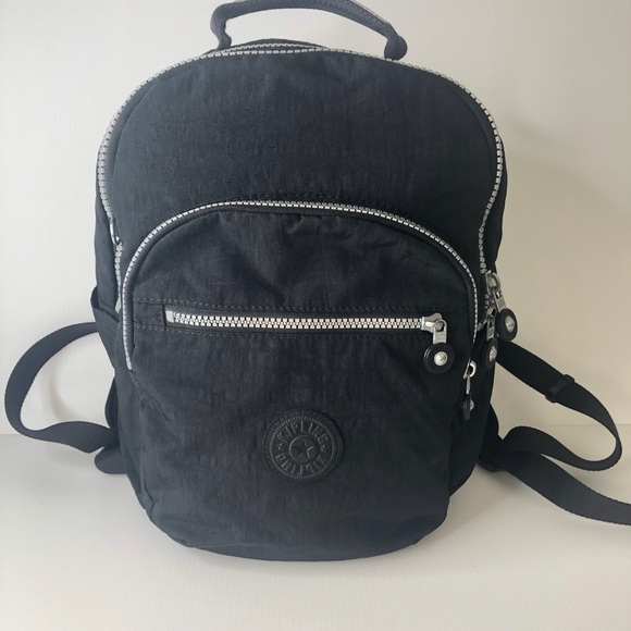 Kipling Black Seoul Small Tablet Backpack Nylon Silver Zipper Casual Classic - Picture 1 of 14
